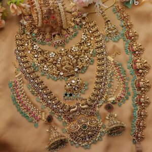 Grand Lakshmi Peacock carved guttapusalu bridal set