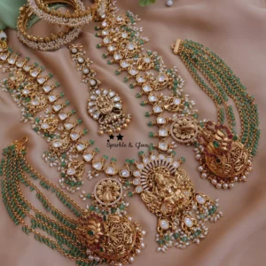 3 Neckless, 1 Pair Earring, 1 Maang Tikka, 1 Kamarband,2