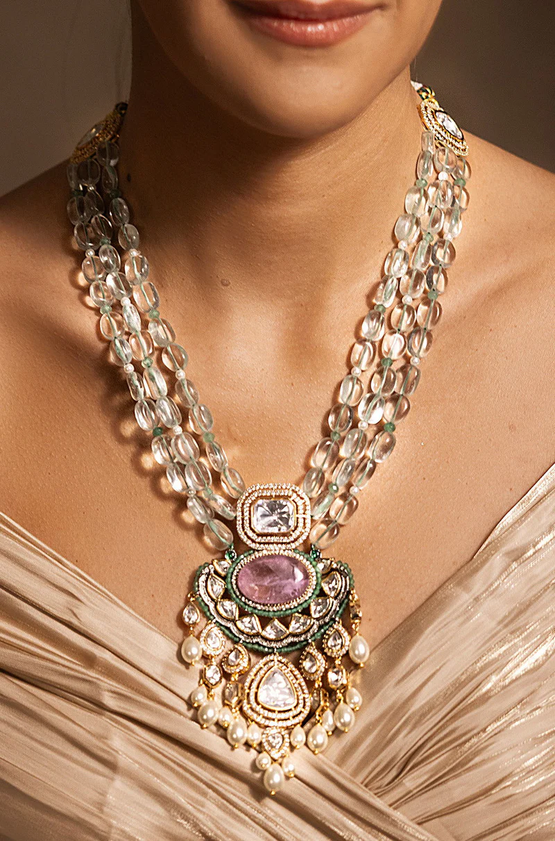 Regal Polki Pearl Green Bridal Set