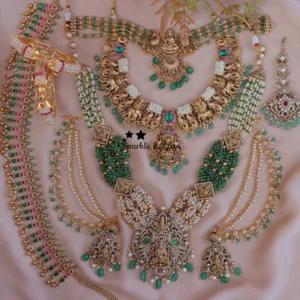 Moti and art Necklace Combo Stone Set